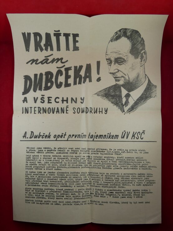 Vraťte nám Dubčeka ! plakát 30 x 40 cm viz. foto