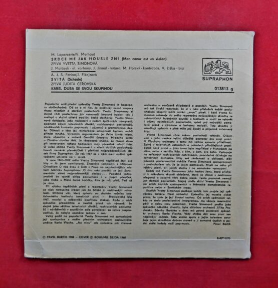 Yvetta Simonová - Srdce mé jak housle zní / Svítá (SP), 013813 g - Image 2
